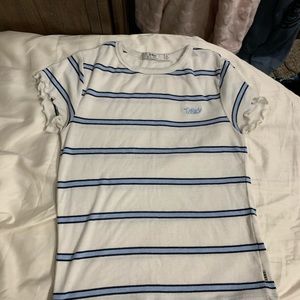 Obey blue and white striped shirt